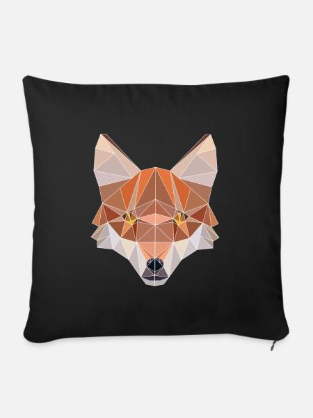 Fox Forest Wildlife Animal Design Polygonales - Sofakissenbezug 45 x 45 cm - Schwarz