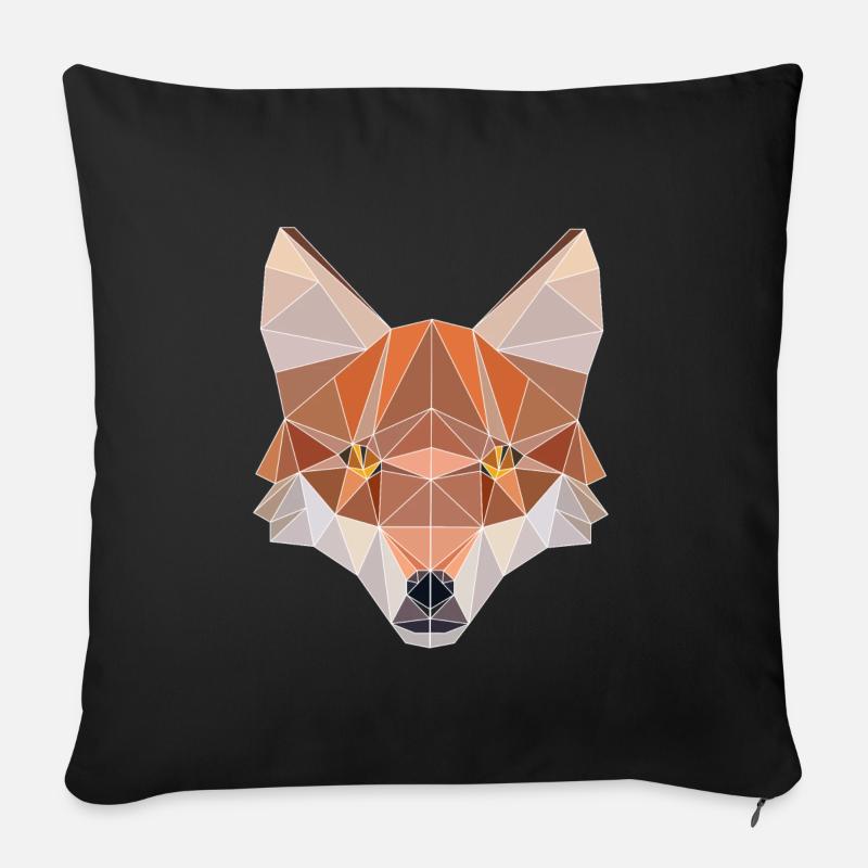 Fox Forest Wildlife Animal Design Polygonales - Sofakissenbezug 45 x 45 cm - Schwarz