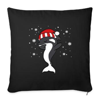 "Santa Dolphin" Christmas Design For December - Sofa pillowcase 17,3'' x 17,3'' (45 x 45 cm) - black - Front