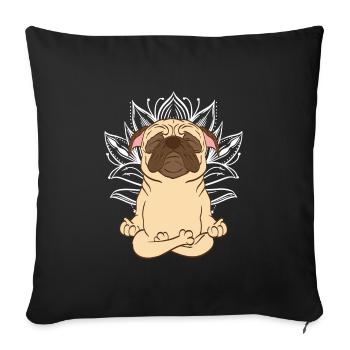 Chemise de yoga mignonne "Dog Yoga" Tshirt Design - Housse de coussin décorative 45 x 45 cm - noir - Devant