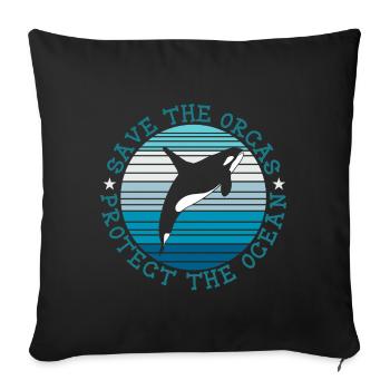 Sauver les orques Les baleines protègent l'océan - Housse de coussin décorative 45 x 45 cm - noir - Devant