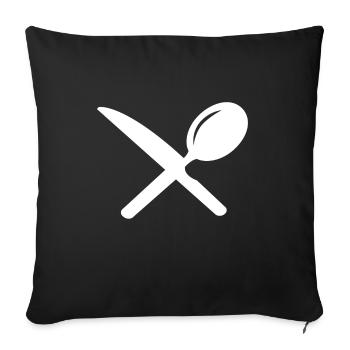 Knife and spoon to eat - Sofa pillowcase 17,3'' x 17,3'' (45 x 45 cm) - black - Front