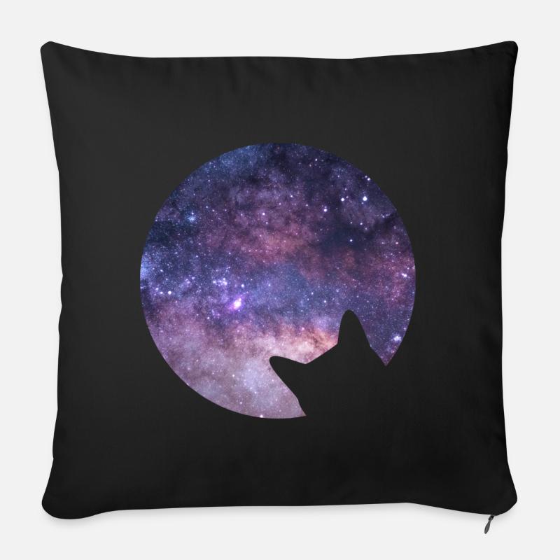 Le chat de l’espace regarde dans l’espace - Housse de coussin décorative 45 x 45 cm - noir