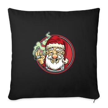 Santa Claus with joint | High cannabis marijuana - Sofa pillowcase 17,3'' x 17,3'' (45 x 45 cm) - black - Front