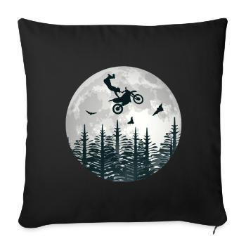 Motorcross Mond Silhouette Geschenk Motorcycle - Sofakissenbezug 45 x 45 cm - Schwarz - Vorne