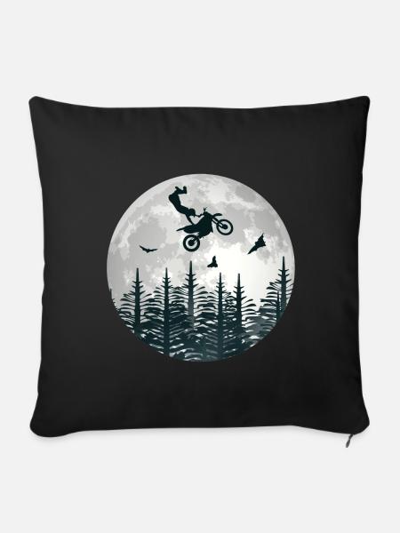 Motorcross Mond Silhouette Geschenk Motorcycle - Sofakissenbezug 45 x 45 cm - Schwarz