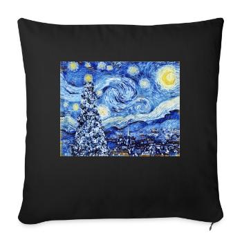 Nuit étoilée de Van Gough - Noël blanc - Housse de coussin décorative 45 x 45 cm - noir - Devant