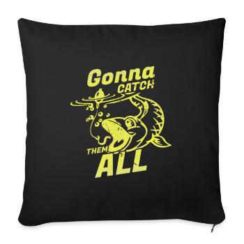 Fishing - Sofa pillowcase 17,3'' x 17,3'' (45 x 45 cm) - black - Front