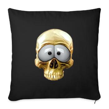 lustiger Totenkopf - Sofakissenbezug 45 x 45 cm - Schwarz - Vorne