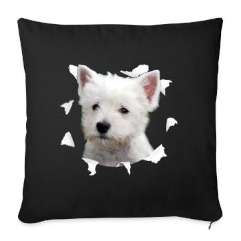 Westie Tshirt - Chemise Westie Dog - Housse de coussin décorative 45 x 45 cm - noir - Devant