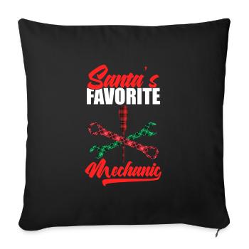 Mécanicien préféré du père Noël, joyeux Noël, - Housse de coussin décorative 45 x 45 cm - noir - Devant