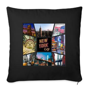 New York City ÉTATS-UNIS Amérique Skyline Ville Métropole - Housse de coussin décorative 45 x 45 cm - noir - Devant