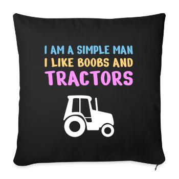 TRACTORS / FARM LIFE / COUNTRY LIFE: Simple man - Sofa pillowcase 17,3'' x 17,3'' (45 x 45 cm) - black - Front