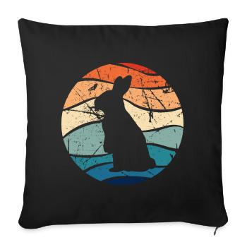 Rabbit Easter Retro Gift - Sofa pillowcase 17,3'' x 17,3'' (45 x 45 cm) - black - Front
