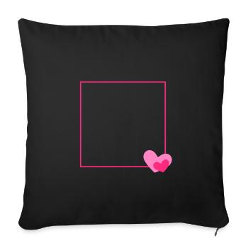 Coeur cadre ornament ligne personnalisable - Housse de coussin décorative 45 x 45 cm - noir - Devant