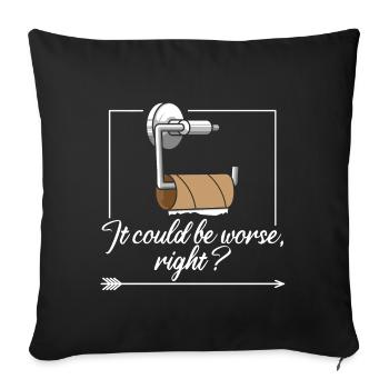 Toilet paper, Toilet roll, Fun, Bad luck, Bathroom - Sofa pillowcase 17,3'' x 17,3'' (45 x 45 cm) - black - Front