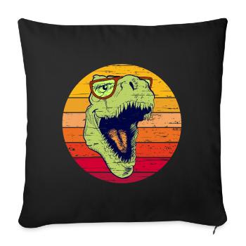 T-Rex drôle avec des lunettes | Dino avec lunettes - Housse de coussin décorative 45 x 45 cm - noir - Devant