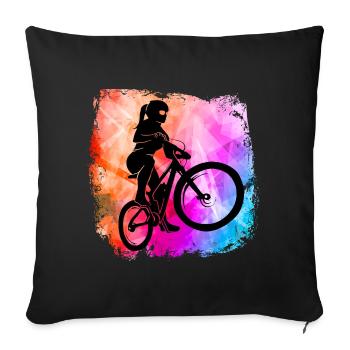 Mountain biker girl cool colors MTB bike - Sofa pillowcase 17,3'' x 17,3'' (45 x 45 cm) - black - Front