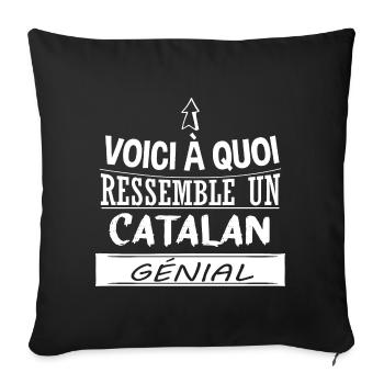 Catalan - Drôle - Papa - Génial - Catalogne - Housse de coussin décorative 45 x 45 cm - noir - Devant