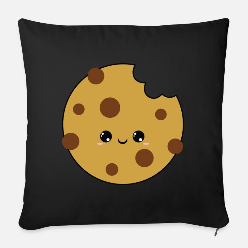 cute smiling cookie, süßer lächelnder keks - Sofakissenbezug 45 x 45 cm - Schwarz