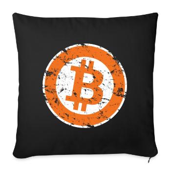 Logo Bitcoin Crypto Trader Gift Hommes Femmes & Enfants - Housse de coussin décorative 45 x 45 cm - noir - Devant