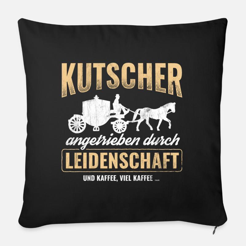 Kutsche Kutscher - Sofakissenbezug 45 x 45 cm - Schwarz