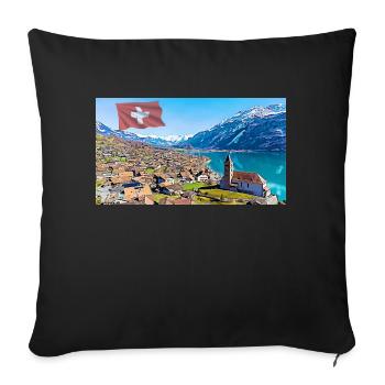Brienz, Switzerland. - Sofa pillowcase 17,3'' x 17,3'' (45 x 45 cm) - black - Front