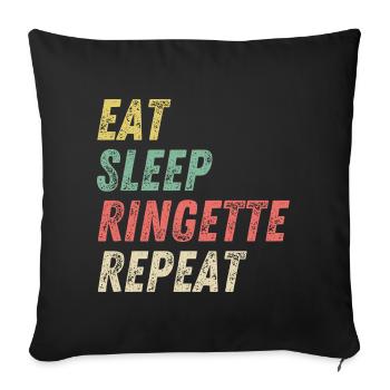 Amant de ringuette, mangez la répétition de ringuette de sommeil - Housse de coussin décorative 45 x 45 cm - noir - Devant
