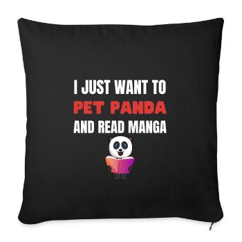 Pet Panda and Read Manga Otaku Animal Lover - Sofa pillowcase 17,3'' x 17,3'' (45 x 45 cm) - black - Front