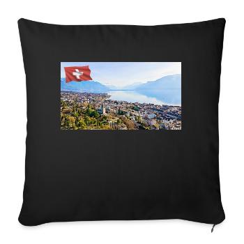 Vevey, Switzerland. - Sofa pillowcase 17,3'' x 17,3'' (45 x 45 cm) - black - Front