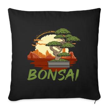 Japanese Bonsai - Sofa pillowcase 17,3'' x 17,3'' (45 x 45 cm) - black - Front
