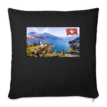 Spiez, Schweiz. - Sofakissenbezug 45 x 45 cm - Schwarz - Vorne