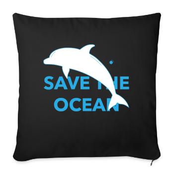 Save The Ocean - Housse de coussin décorative 45 x 45 cm - noir - Devant