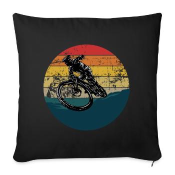 Cycling Stunt in Retro MTB Downhill Mountain Bike - Sofa pillowcase 17,3'' x 17,3'' (45 x 45 cm) - black - Front