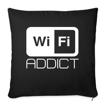 Wifi addict saying internet wifi text font - Sofa pillowcase 17,3'' x 17,3'' (45 x 45 cm) - black - Front