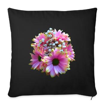 Fleur, Bouquet, fleur rose, fleurs de fleur, fleurs marénies florales - Housse de coussin décorative 45 x 45 cm - noir - Devant