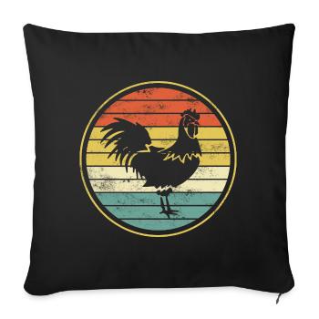Poulet poulet coq - Housse de coussin décorative 45 x 45 cm - noir - Devant
