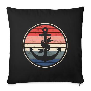 Bateau bateau capitaine - Housse de coussin décorative 45 x 45 cm - noir - Devant