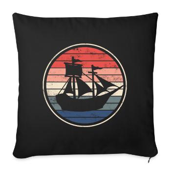 Boat ship sailing ship - Sofa pillowcase 17,3'' x 17,3'' (45 x 45 cm) - black - Front