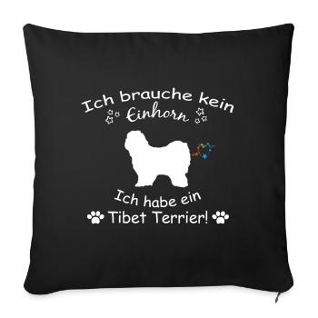Tibet Terrier Hund - Tibet Terrier - Sofakissenbezug 45 x 45 cm - Schwarz - Vorne