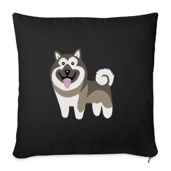 Chien mignon, Chien d’orignal norvégien - Housse de coussin décorative 45 x 45 cm - noir - Devant