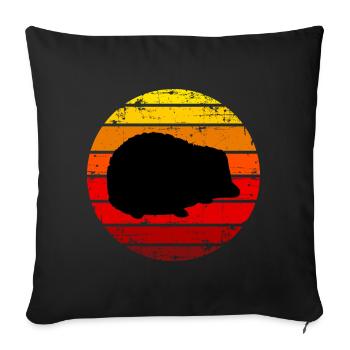 Igel im Sonnenuntergang Waldbewohner Tier - Sofakissenbezug 45 x 45 cm - Schwarz - Vorne