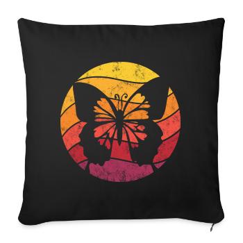 Papillon Rétro Style Vintage - Housse de coussin décorative 45 x 45 cm - noir - Devant