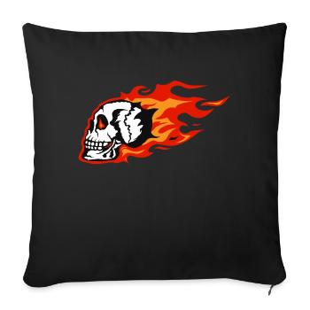 skull profile skull flame flame motrocy - Sofa pillowcase 17,3'' x 17,3'' (45 x 45 cm) - black - Front