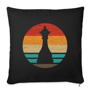 Checker Chess Piece Retro Style Vintage - Sofa pillowcase 17,3'' x 17,3'' (45 x 45 cm) - black - Front