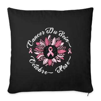 Cancer Du Sein Octobre Rose - Housse de coussin décorative 45 x 45 cm - noir - Devant
