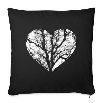 Arbre Forêt Nature Coeur - Housse de coussin décorative 45 x 45 cm - noir - Devant