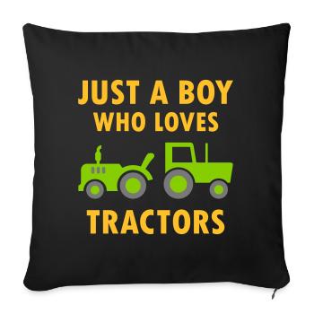 Just a boy who loves tractors (two tractors) - Sofa pillowcase 17,3'' x 17,3'' (45 x 45 cm) - black - Front