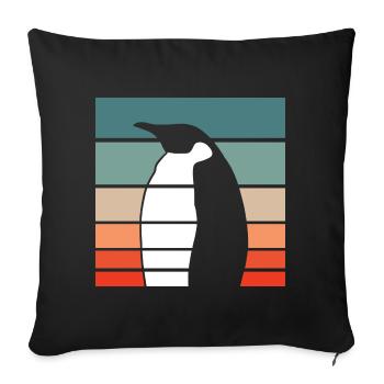 Pingouin Rétro Style Vintage - Housse de coussin décorative 45 x 45 cm - noir - Devant