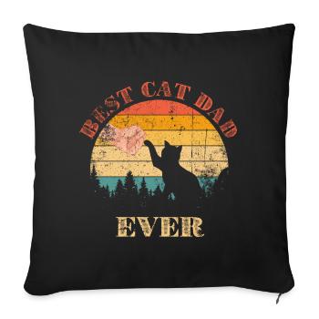 First Cat Dad Ever - Sofa pillowcase 17,3'' x 17,3'' (45 x 45 cm) - black - Front